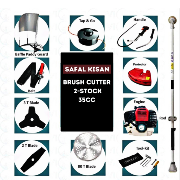 Safal Kisan GX-35CC Brush Cutter – 35CC Petrol Lightweight Grass Cutting Machine
