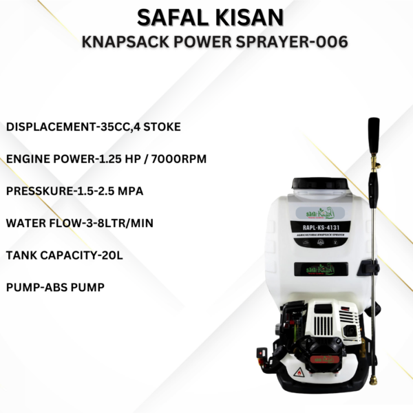 Knapsack power Sprayer-006-2 Safal Kisan Knapsack Power Sprayer-006 (35CC, 4 Stroke, Petrol)