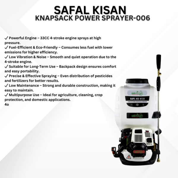 Knapsack power Sprayer-006-4 Safal Kisan Knapsack Power Sprayer-006 (35CC, 4 Stroke, Petrol)