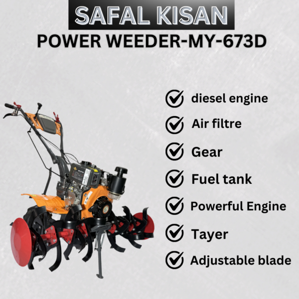 Safal Kisan MY-673D Diesel Power Weeder – KAMA Engine Mini Tiller