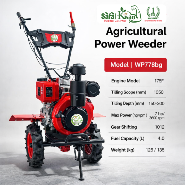 Safal Kisan WP778BG Diesel Power Weeder – Heavy Duty Mini Tiller for Dry Land Farming