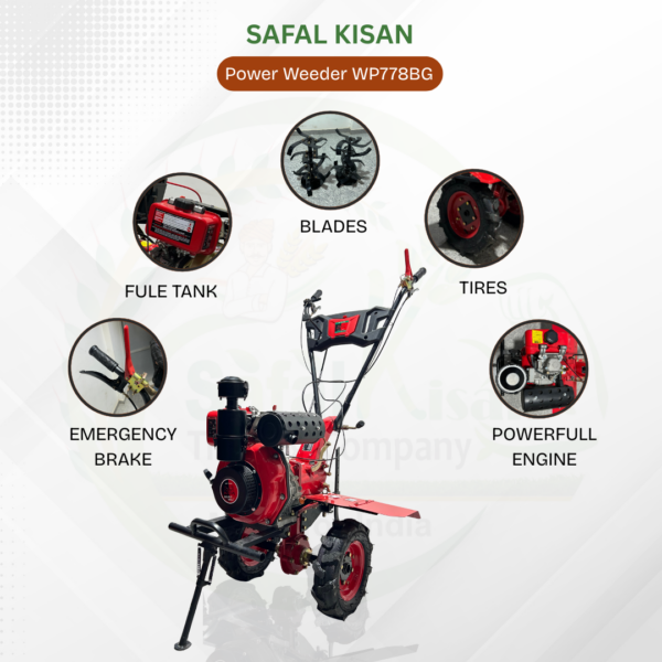 Safal Kisan WP778BG Diesel Power Weeder – Heavy Duty Mini Tiller for Dry Land Farming