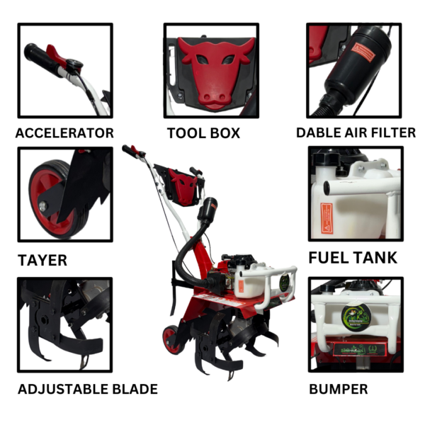 SK-1E48S2T 4 Safal Kisan SK-1E48S2T 48CC Mini Power Tiller – Lightweight 2 Stroke Cultivator