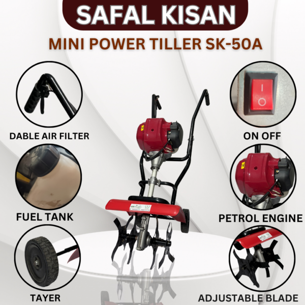 Safal Kisan MINI Power Tiller SK001 – Lightweight 2 Stroke Petrol Cultivator