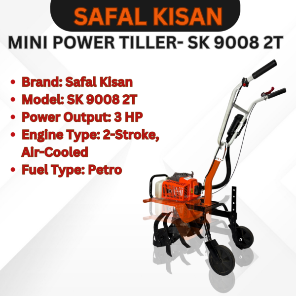 Safal Kisan SK-90082T 90CC Mini Power Tiller – 2 Stroke Petrol Cultivator