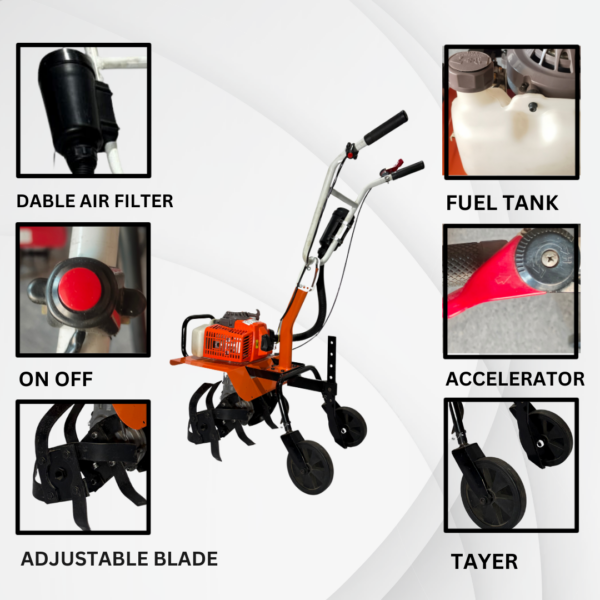 Safal Kisan SK-90082T 90CC Mini Power Tiller – 2 Stroke Petrol Cultivator