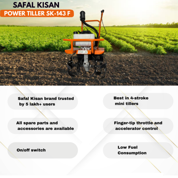 Safal Kisan POWER TILLER SK-143F – 4 Stroke Petrol Heavy Duty Cultivator
