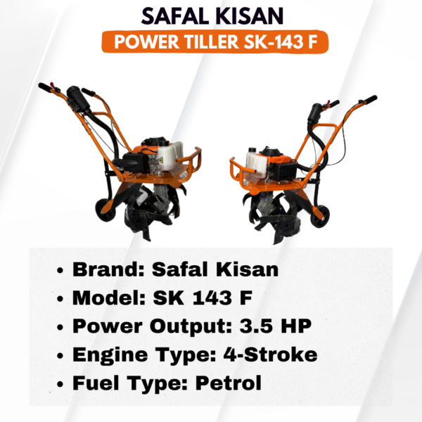 Safal Kisan POWER TILLER SK-143F – 4 Stroke Petrol Heavy Duty Cultivator