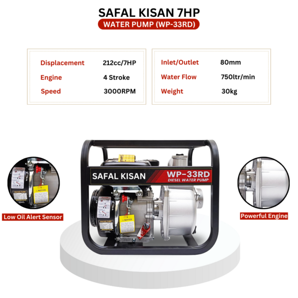 Safal Kisan WP-33RD Portable Diesel Water Pump for Farm Irrigation